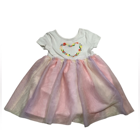 Cat & Jack Other - Toddler Girl Heart Tulle Dress Size 4T Pastel Rainbow Like New